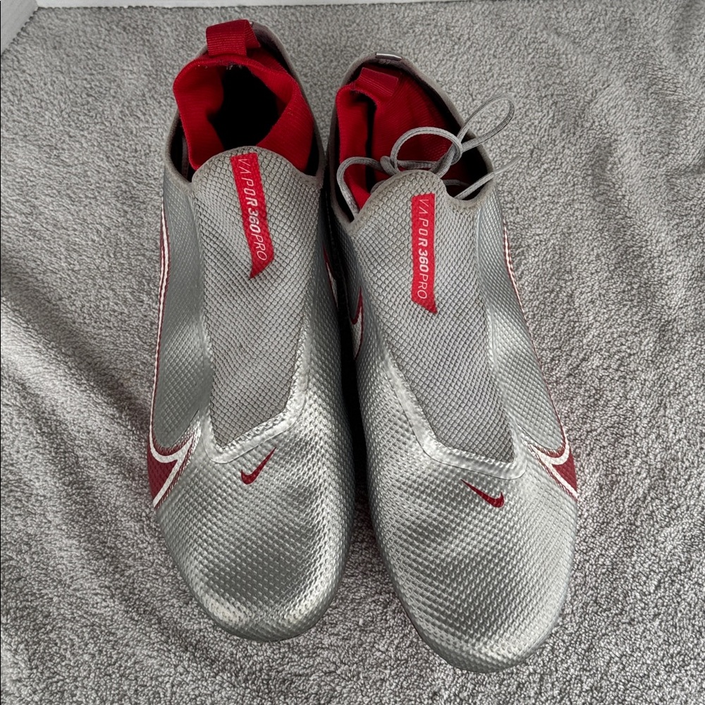 Nike Vapor 360PRO football cleats men size 12 Silver and Red Athletic Shoes - Picture 3 of 13